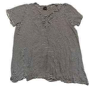 💜 Cover Me Black and White Striped Lace-Up Swimsuit Cover Up